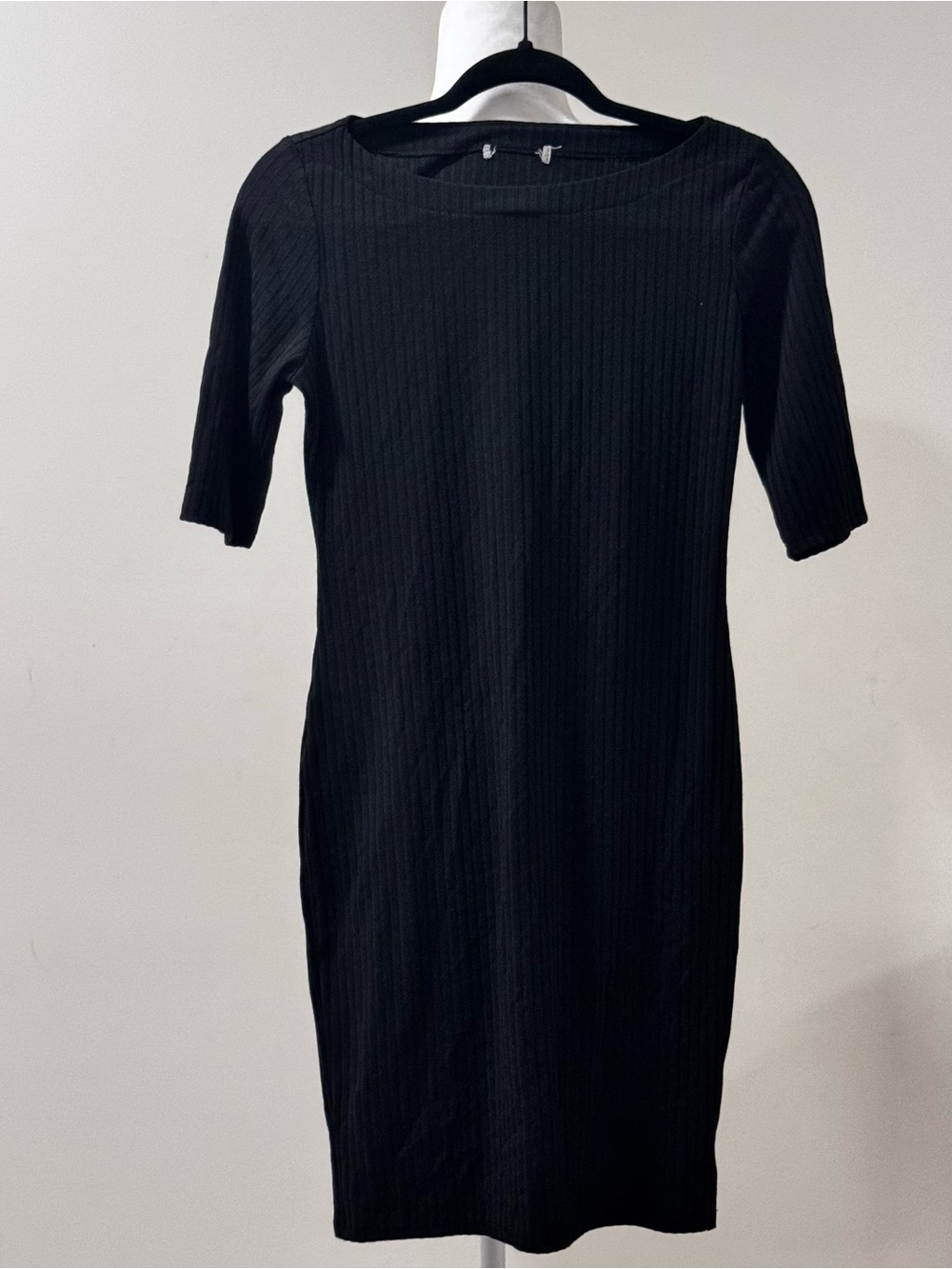 Women’s Black Ribbed Bodycon Dress – Short Sleeve Fitted Dress